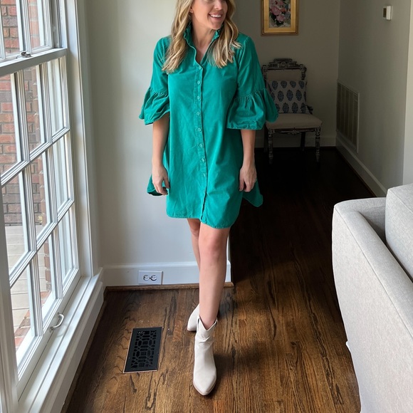 Holly Shae Emerald / Teal Corduroy Swing Dress - Picture 4 of 15